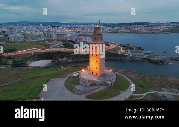 Tower Of Hercules In A Coruna Galicia Spain Aerial View Of A 