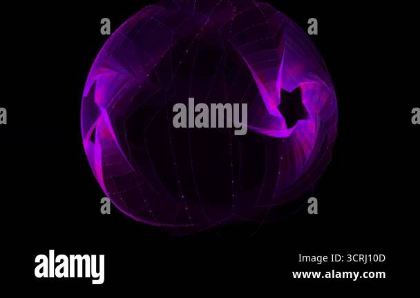 Rotating animation sphere grid with star. Wireframe made up of ...