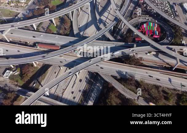 Spectacular top-down footage of the Judge Harry Pregerson Interchange ...