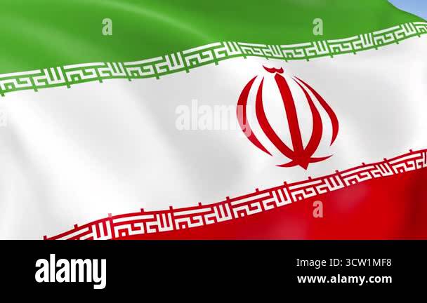 Photo realistic slow motion 4KHD flag of the Iran waving in the wind ...