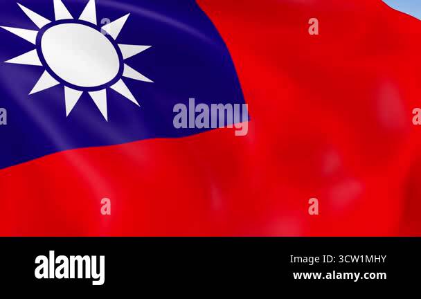 Photo realistic slow motion 4KHD flag of the Taiwan waving in the wind ...