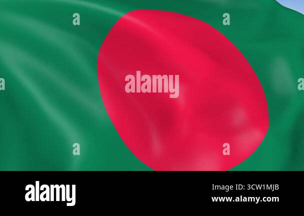 Photo realistic slow motion 4KHD flag of the Bangladesh waving in the ...