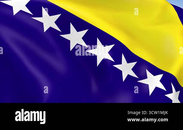 Photo realistic slow motion 4KHD flag of the Bosnia and Herzegovina ...