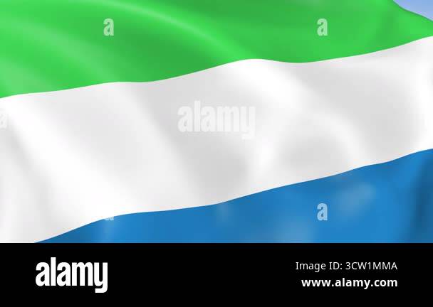 Photo realistic slow motion 4KHD flag of the Sierra Leone waving in the ...