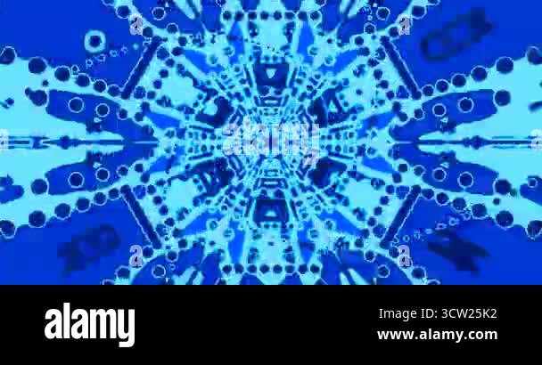 This seamless looping screensaver showcases vibrant blue geometric ...