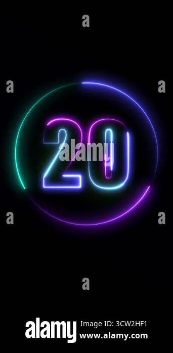 neon number 2 0 2 1. number 2 0 with glowing neon lines. 3 d rendering