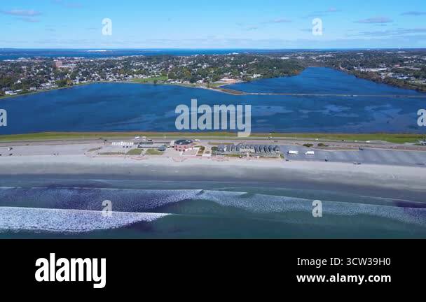 Easton Beach aerial view in fall between city of Newport and Middletown ...