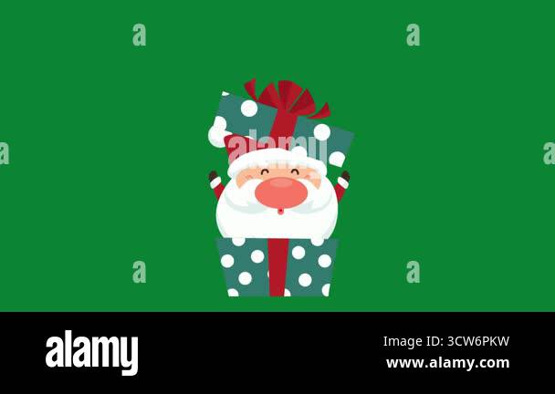 Santa Claus Pop Up From Gift Box Animation on Green Screen Stock Video ...
