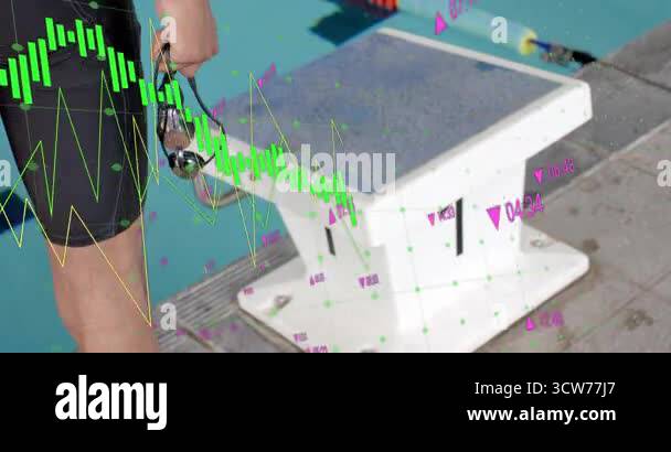Standing Algorithm Goggles male athlete standing initiating AR overlay and shifting goggles for ...