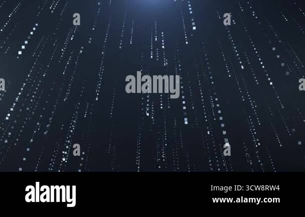 Abstract digital background with glowing falling particles in blue ...
