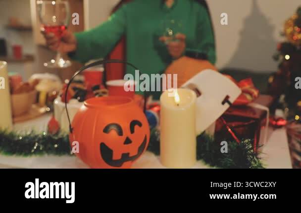 halloween decorations on table Stock Video Footage - Alamy