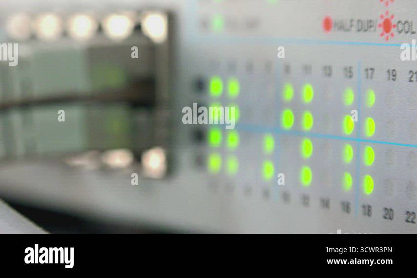 4k Lights snow internet connection activity on working network switch ...