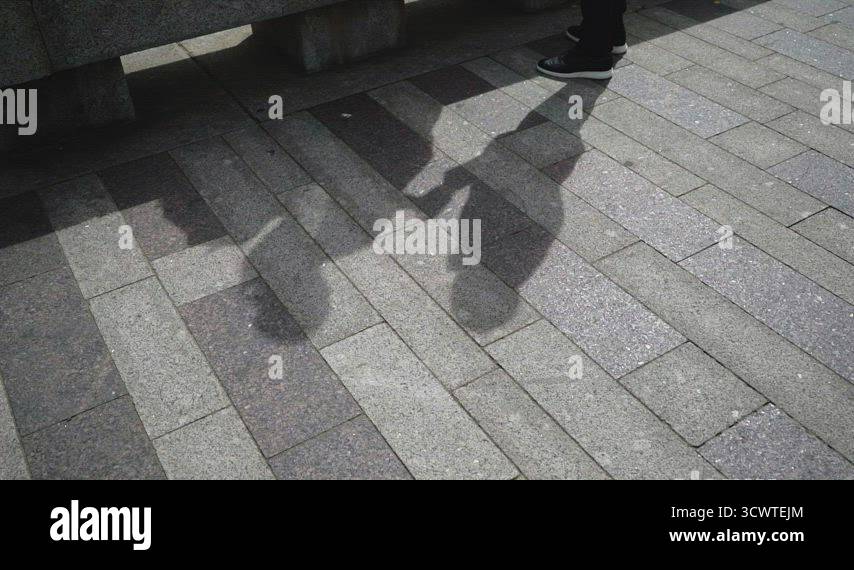Lovely couple shadow. People walking outdoors in summer day. Silhouette ...
