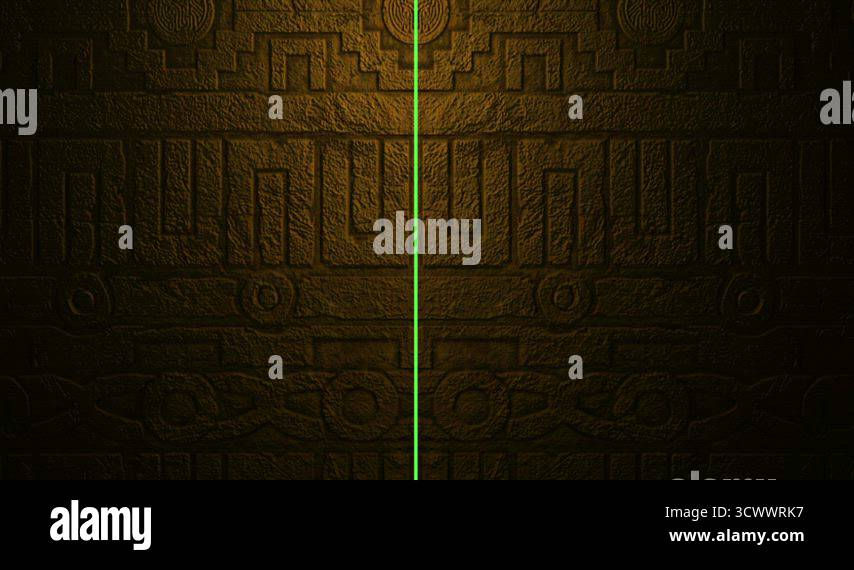 Animation - Metal Aztecs Door Opening To Green Screen Background Stock ...