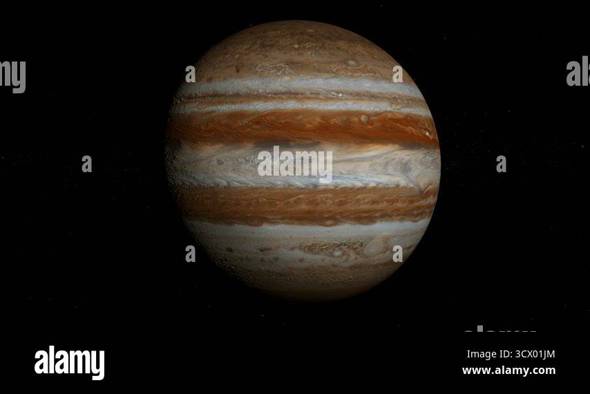 Planet Jupiter orbiting, looped, solar system, 3D animation, alpha ...