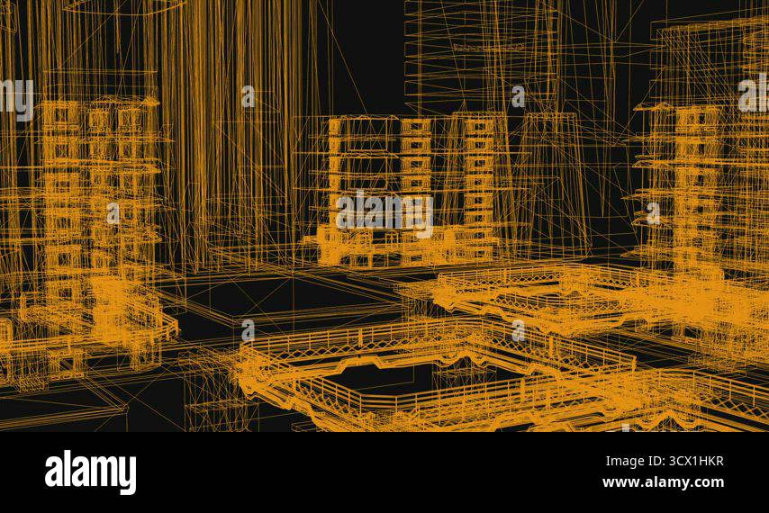 animation of wire frame Model Of City - 3D Rendering Stock Video ...