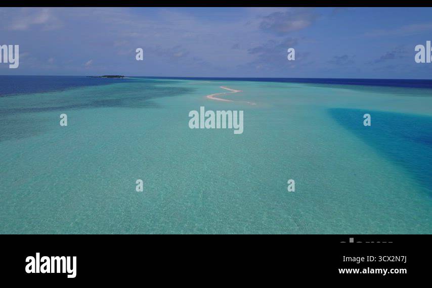 Daytime above abstract shot of a white sandy paradise beach and blue ...