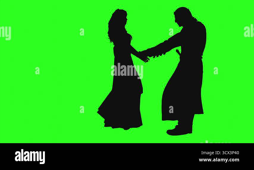 3d rendering 4K animation - silhouettes of people hugging on green ...