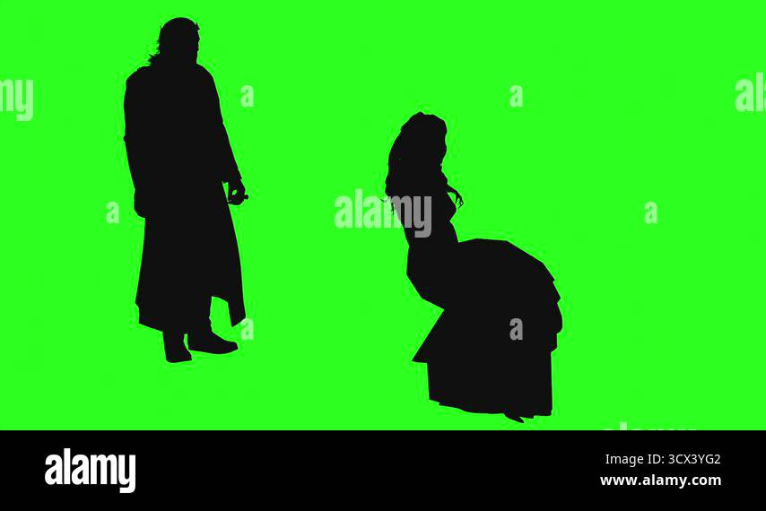 3d rendering 4K animation - silhouettes of people hugging on green ...