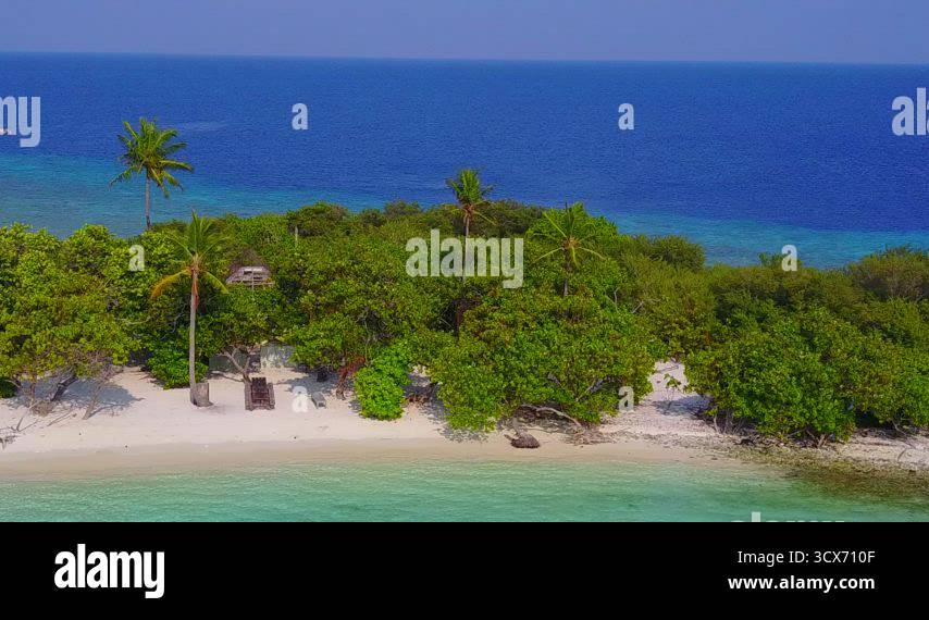 Close up tourism of idyllic coast beach adventure by shallow ocean with ...