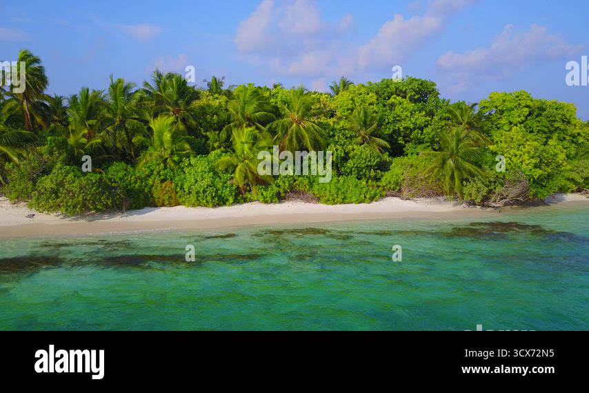 Sunny tourism of idyllic coast beach trip by aqua blue water with white ...