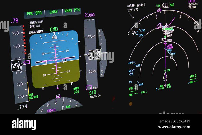 Aircraft flight instruments at night, actual aerial footage Stock Video ...