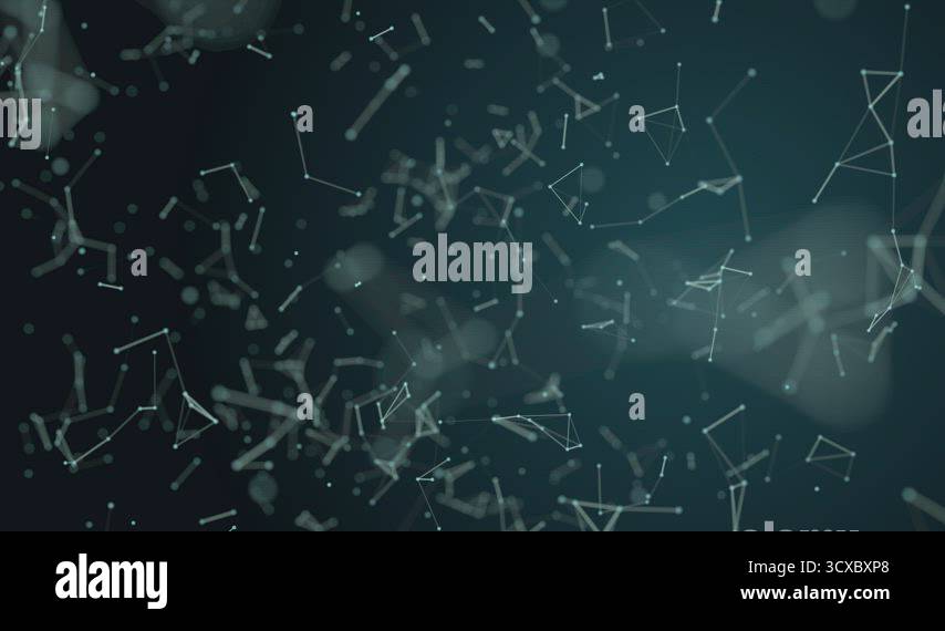 Abstract digital connection moving dots and lines. Technology ...