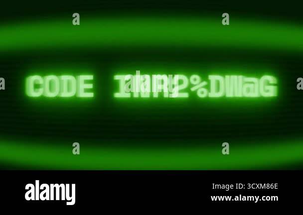 Old green CRT screen showing text CODE INJECTION appearing in random ...