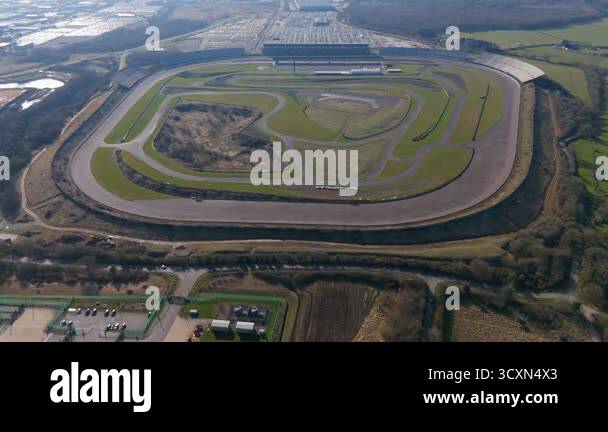 Aerial drone view of race track events centre, high speed circuit in ...