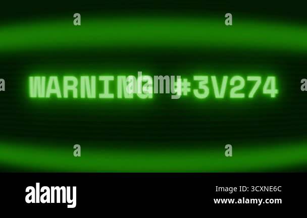 Old green CRT screen showing text WARNING SIGNAL appearing in random ...