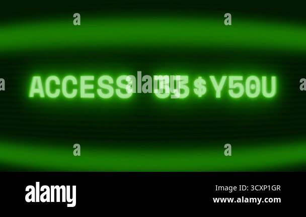 Old green CRT screen showing text ACCESS GRANTED appearing in random ...
