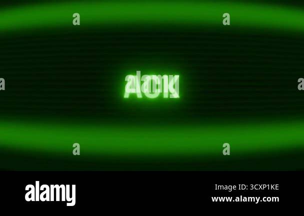 Old green CRT screen showing text ACK appearing in random glitch and ...
