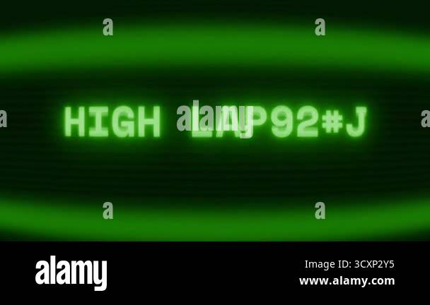 Old green CRT screen showing text HIGH LATENCY appearing in random ...