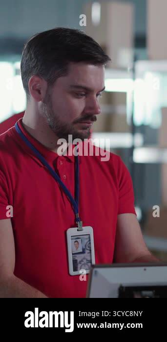 Smiling Positive Caucasian Male Worker in Professional Red Uniform ...