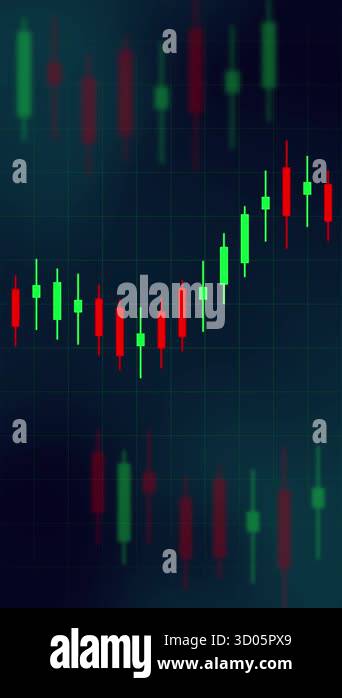 A vertical animation showing a candlestick chart with a clear upward ...