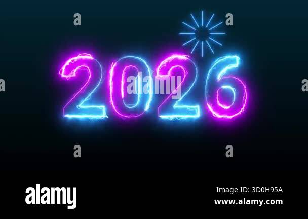 2026 Happy new year 2026 neon animated background greetings happy new