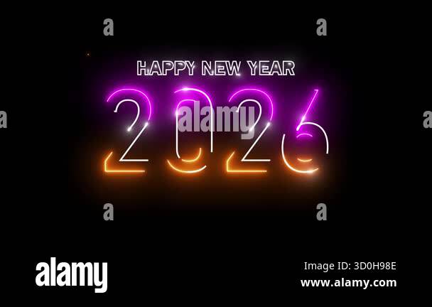 2026 Happy new year 2026 neon animated background greetings happy new