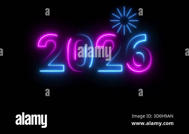 2026 Happy new year 2026 neon animated background greetings happy new