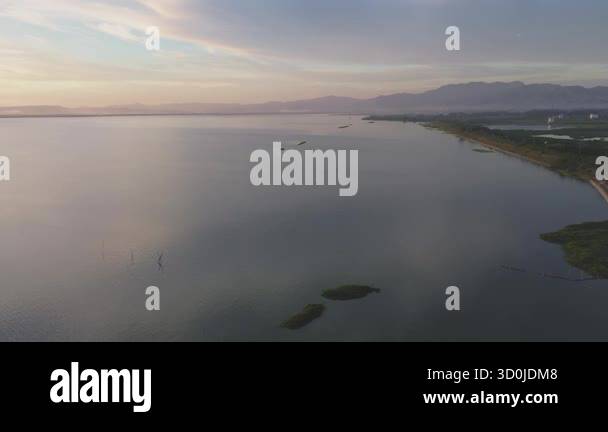 Aerial View of Lake at Sunset Stock Video Footage Alamy