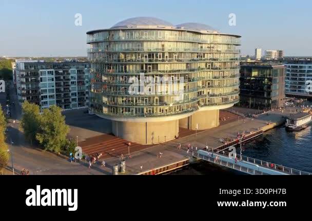 Picture of Copenhagen, Denmark - August 6, 2025: Aerial drone view of the Gemini ...