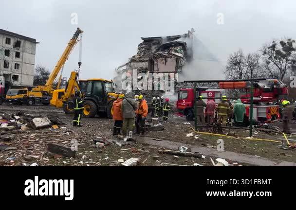 Poltava, Ukraine - February, 01, 2025: Rescue operation at the site of ...
