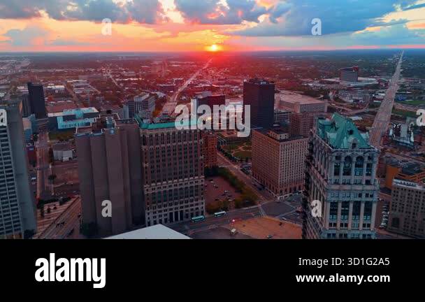 Detroit, USA, 22 July 2025: Panorama of Detroit in the soft light of ...