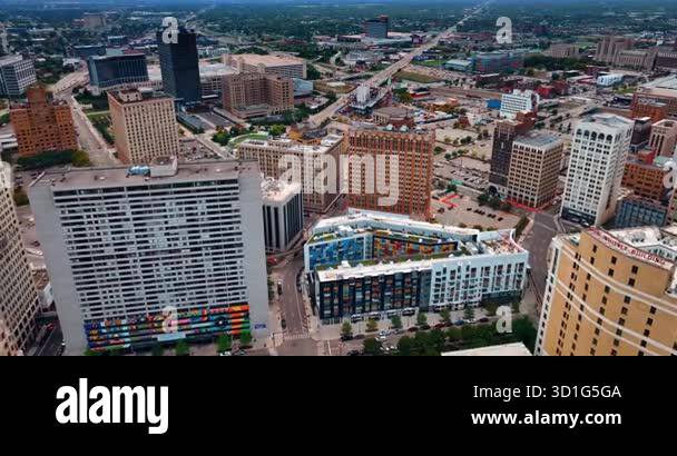 Detroit, USA, 22 July 2025: Different high-rises in the urban scenery ...