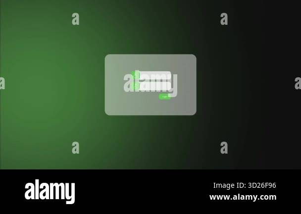 Login interface animation featuring a pulsing green glow on a deep ...