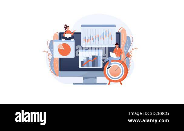 Business analysts analyzing data and statistics on a computer, with ...
