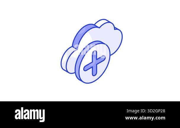 Plus sign with cloud showing isomeric animated icon of cloud add Stock ...