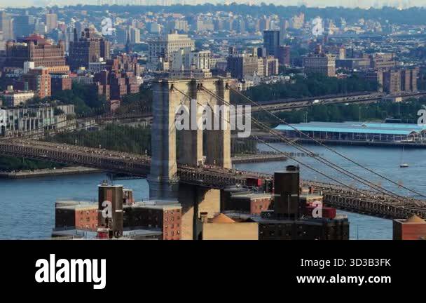 Aerial View of the Brooklyn Bridge in New York City Capturing the