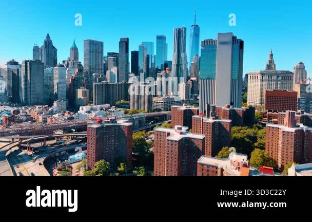 Modern downtown of New York USA at daytime Beautiful architecture of