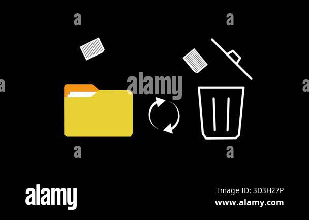 Folder file document icon trash has been deleted motion graphic ...