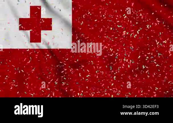 Tonga flag seamless animation with paper confetti. Best stock of Tonga ...